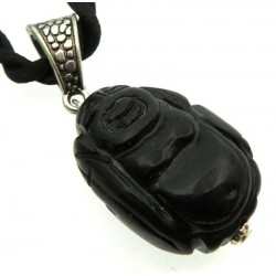 Black Obsidian Carved Buddha Pendant